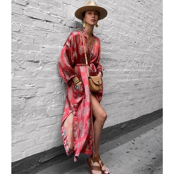 Kimono Bohemian Inspired Gypsy Inspired Kimono Robe Dress - Picture 1 of 7